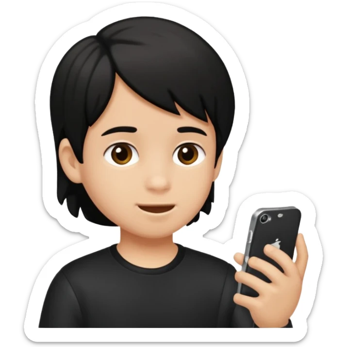 un niño de entre 3 - 10 años jugando con su celular (pelo negro) sticker