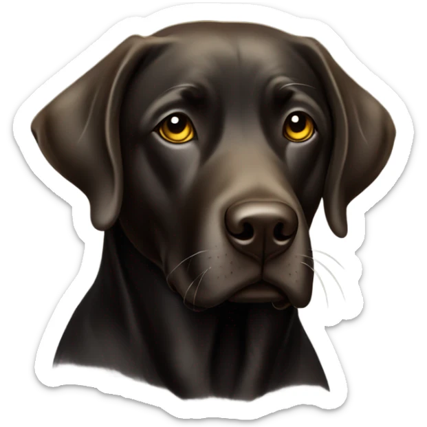 black lab with yellowish brownish eyes and a cooler that says Nellie with a little bit of white of its chest. sticker