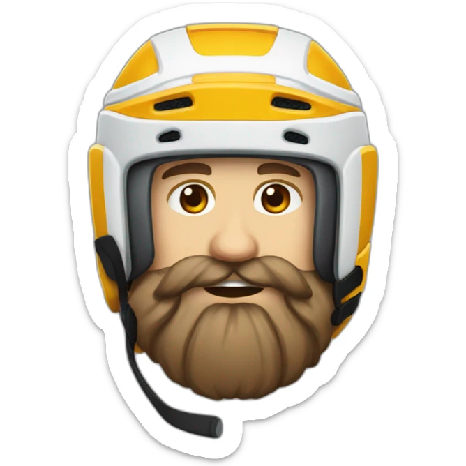 Hockeyeurs barbu avec son casque de hockey et un pansement sur le visage sticker