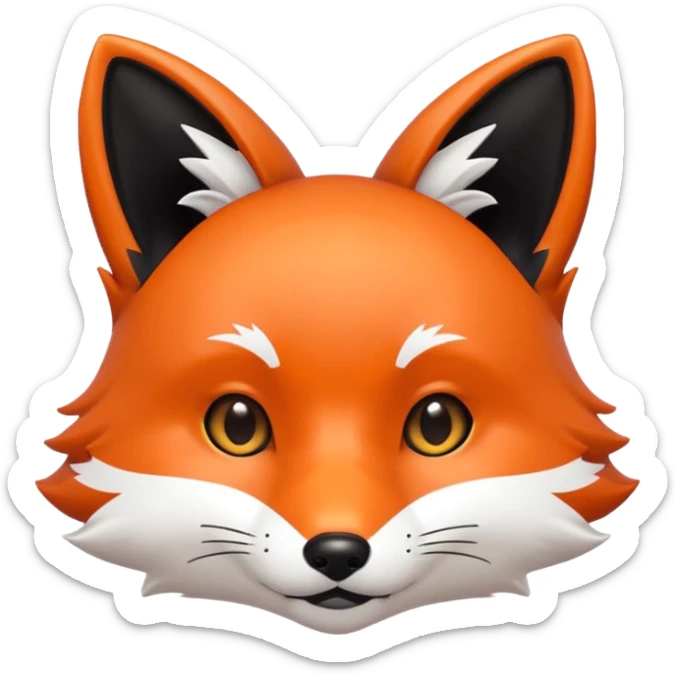 une tête de renard trop kawaii avec des poils noirs à la place des poils blancs sticker