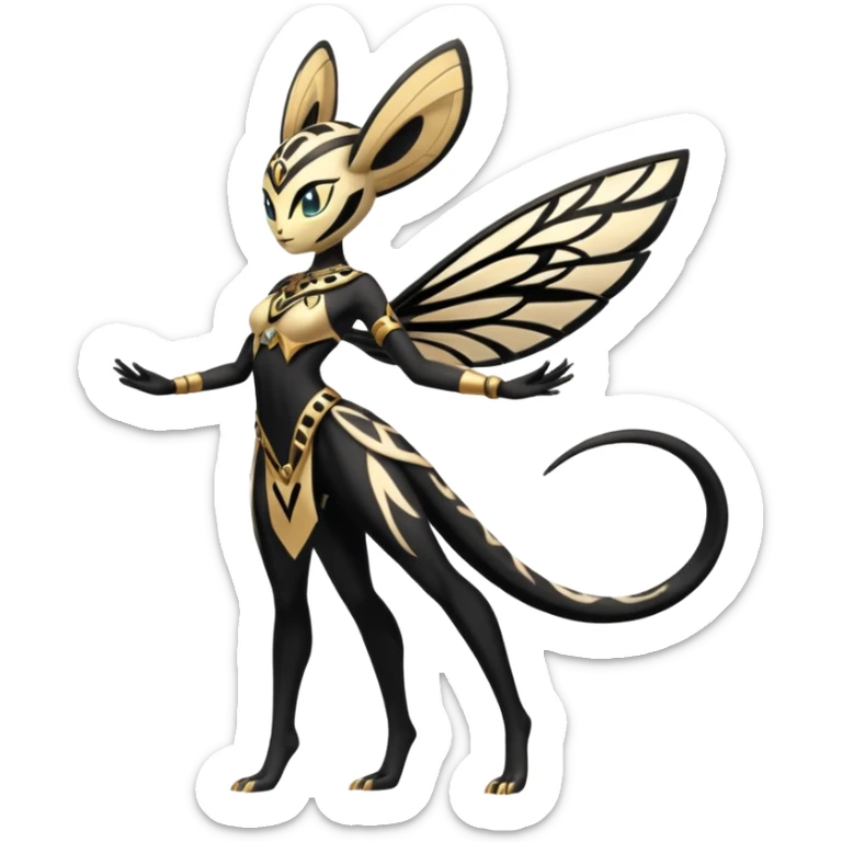  Egyptian Smooth Soft Glossy Tribal Exotic Colorful Tropical Meloetta-Venom-Heliolisk-Helioptile-fusion, full body, tribal markings  sticker