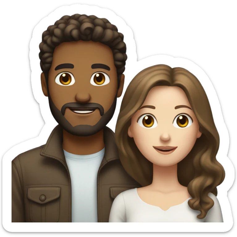 Light Brown man with beard and white woman with blue eyes and brunette hair sticker