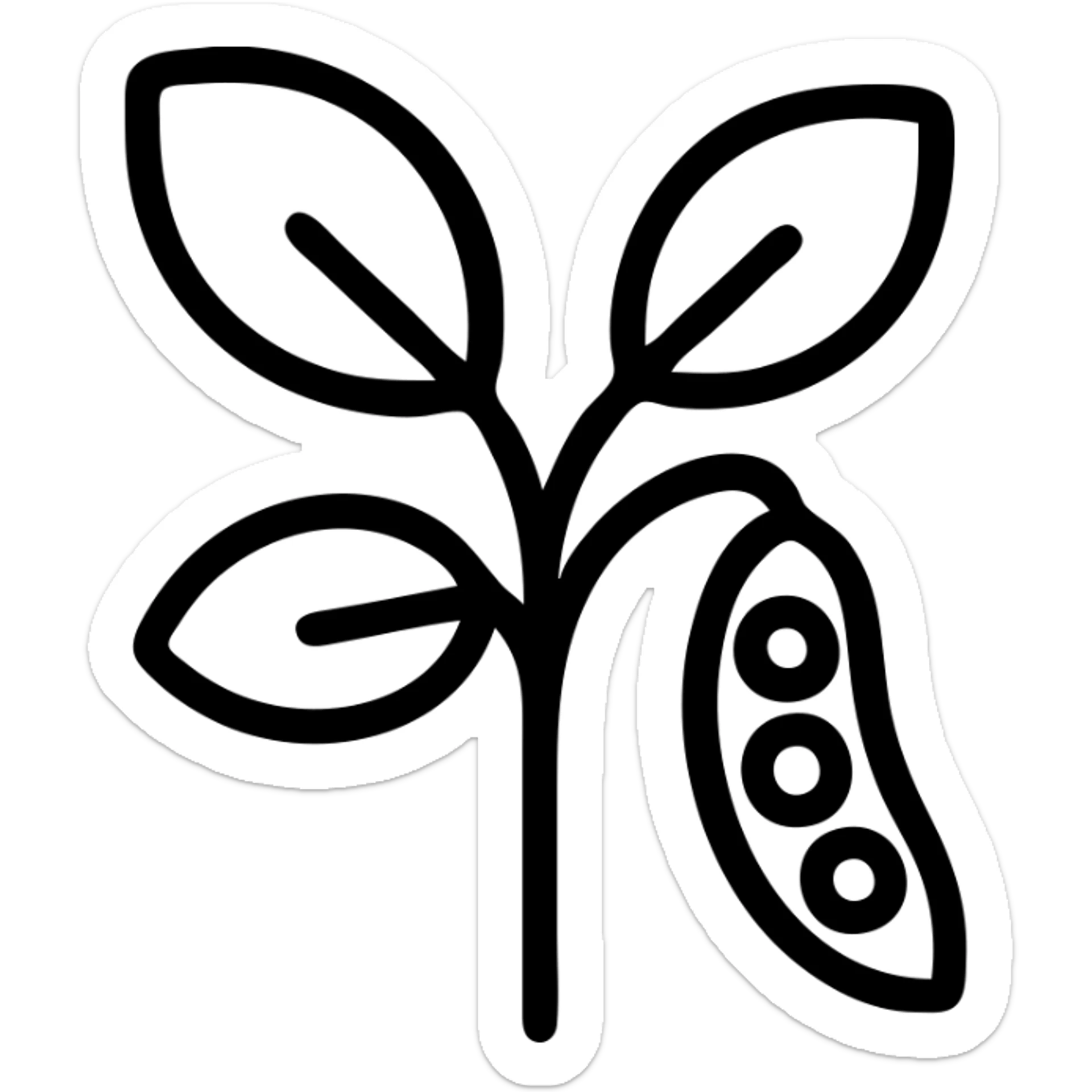 outlined icon of a pigeonpea plant showing leaves and pods sticker