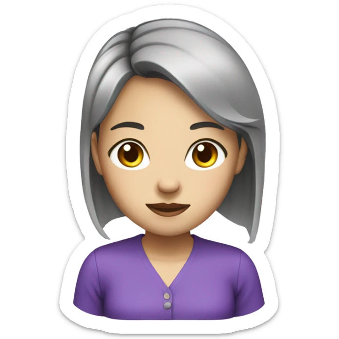 Chinese girl with glass in business purple shirt sticker