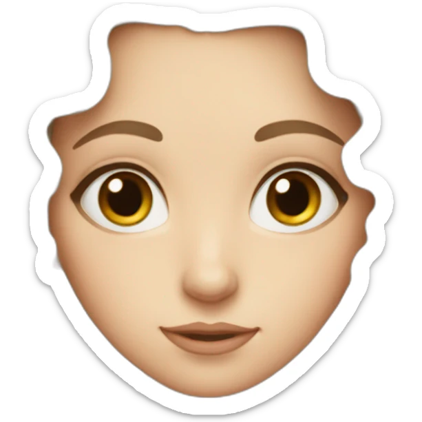 a white girl with long curly and brown hair with big eyes and big eyebrows sticker