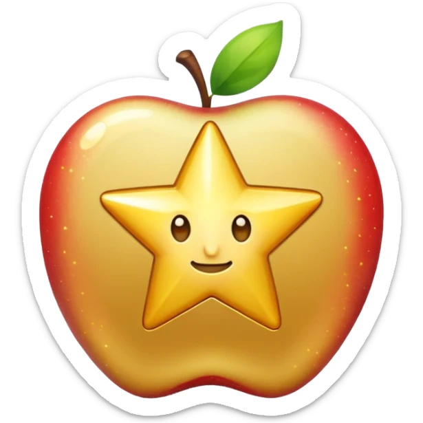 Create a gold star badge emoji in Apple emoji style with a round badge and a star in the center. Keep the background transparent. sticker