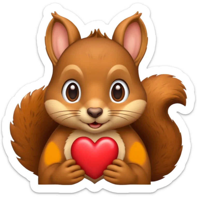 squirrel emoji with heart shapes in place of eyes, apple emoji style, no text sticker