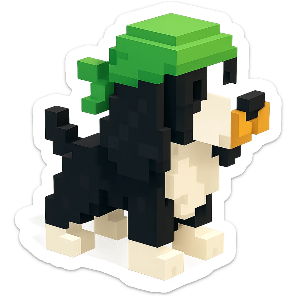 A black and white Russian Cocker Spaniel puppy wearing a green durag, facing right sticker