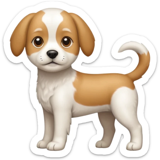 a full body white beagle x maltese x chi dog the size of a kelpie with light brown ears and a light brown patch on one eye sticker