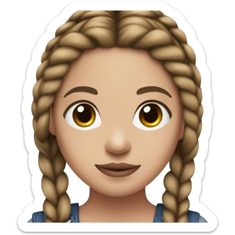 face cowgirl black braided pigtails light skin brown eyes mauve lips red white blue sticker