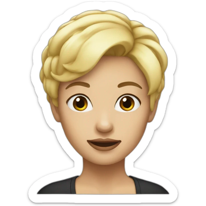 woman blonde short hair no glasses black outfit sticker