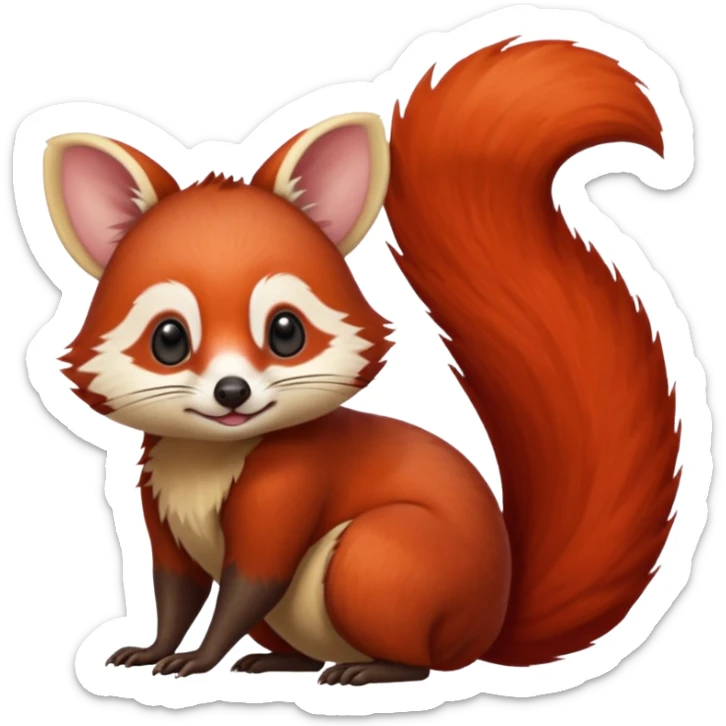 Red-Panda-Cacomistl-Squirrel-Minccino-Emolga-Possum-Potaroo-Wallaby-Bettong-Numbat-Red-Jay-bird-Gryphon-Trico-Furret-hybrid-fusion-Fakémon-animal sticker