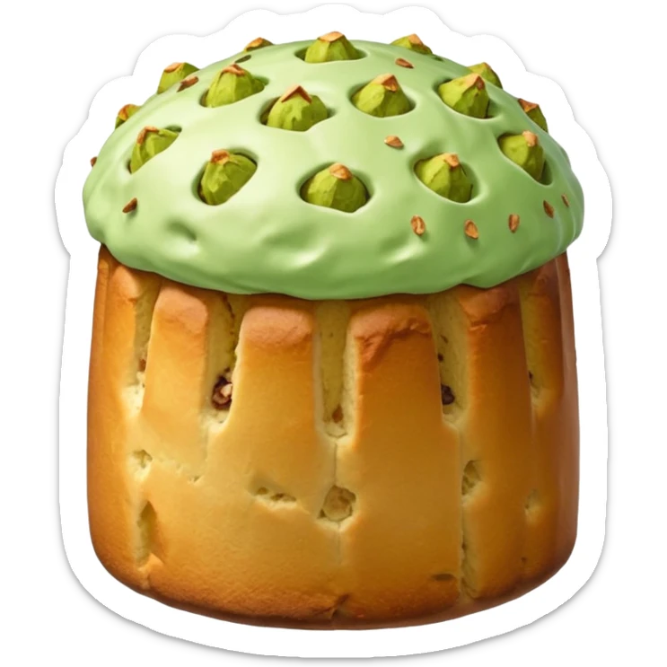 pistacchio panettone con glassa al pistacchio con la carta da panettone intorno in basso sticker
