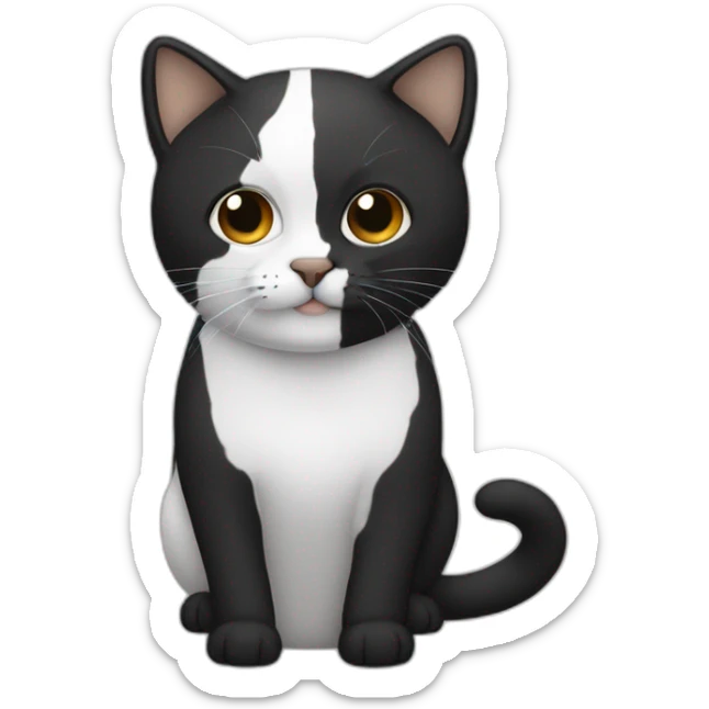 haz un hombre con un gato blanco con manchas negras en la cabeza sticker