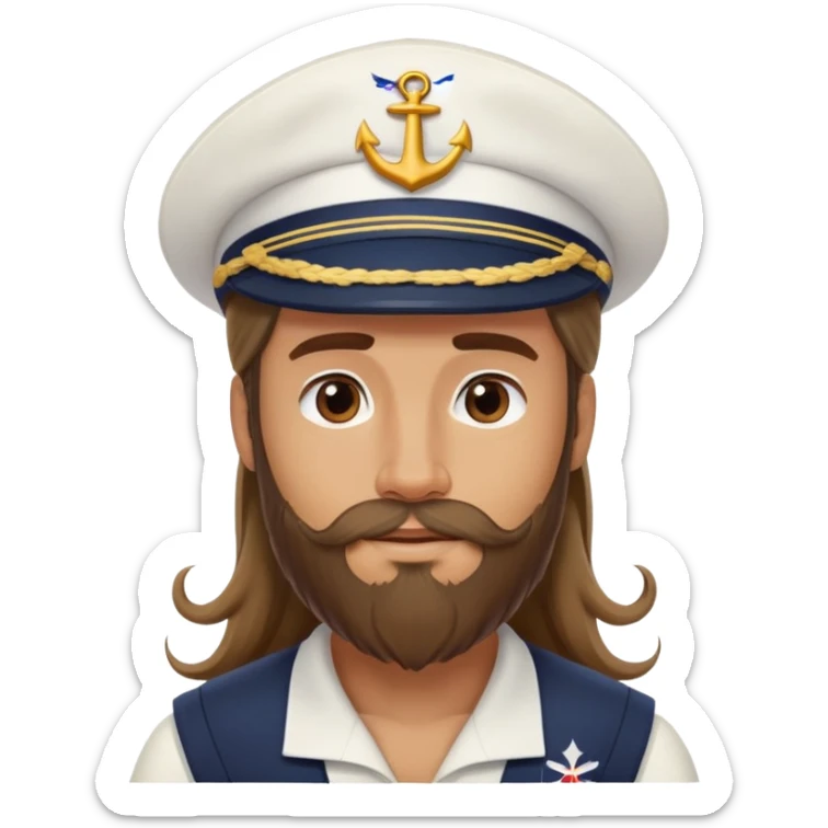 Longhair and beard austrailian sailor wearing Disneyland cap sticker