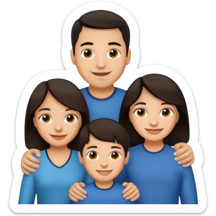 Light skin dark hair, Hispanic family of 6 sticker