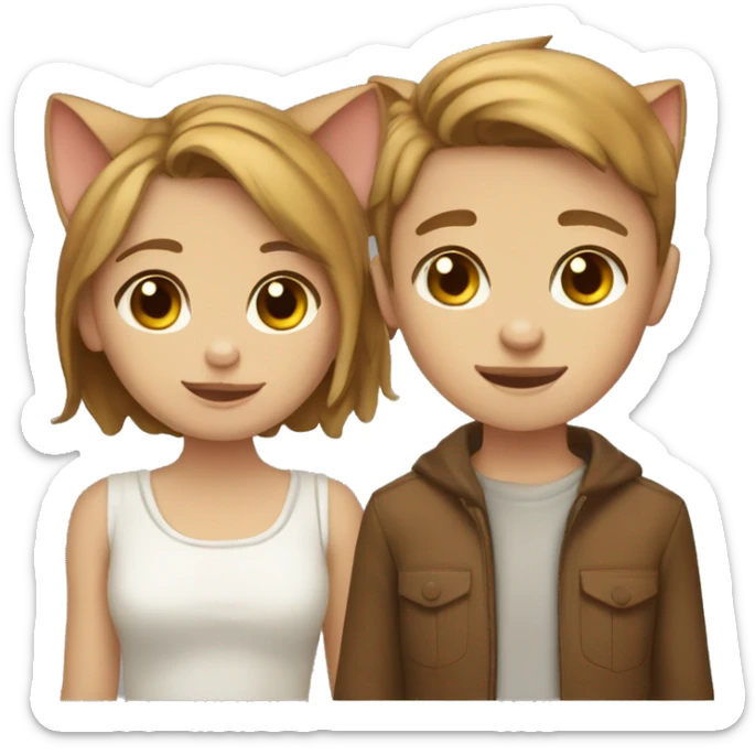 Two ocicats, one girl and one boy, the boy is white and the girl is brown sticker