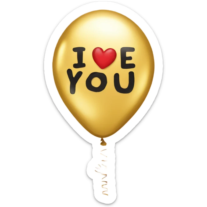 A foil balloon in the shape of letters saying I love you sticker