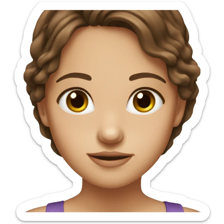 Brown hair pretty girl with brown eyes sticker