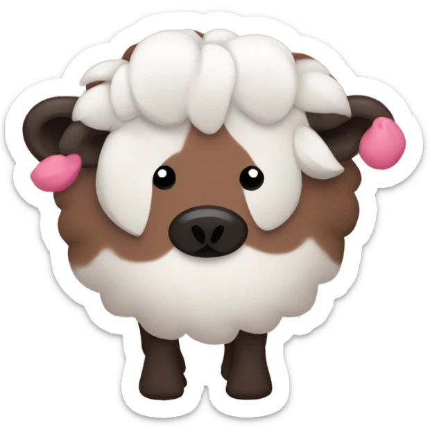 oveja animada negra carita marron y orejitas rosadas, es muy tierna y saluda sticker