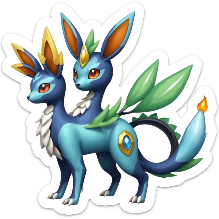 Meloetta-Zygarde-Flareon-Cresselia-Palkia-Dialga-Electrike-Manectric-Fakémon-fusion, full body sticker