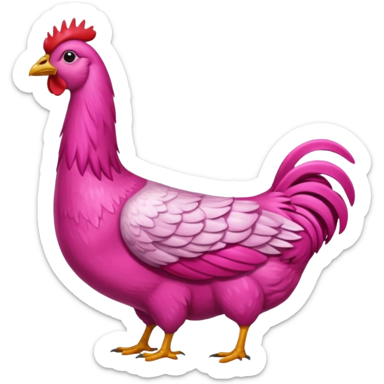Gallina de pelaje rosa fuerte mezclada con una jirafa sin manchas sticker