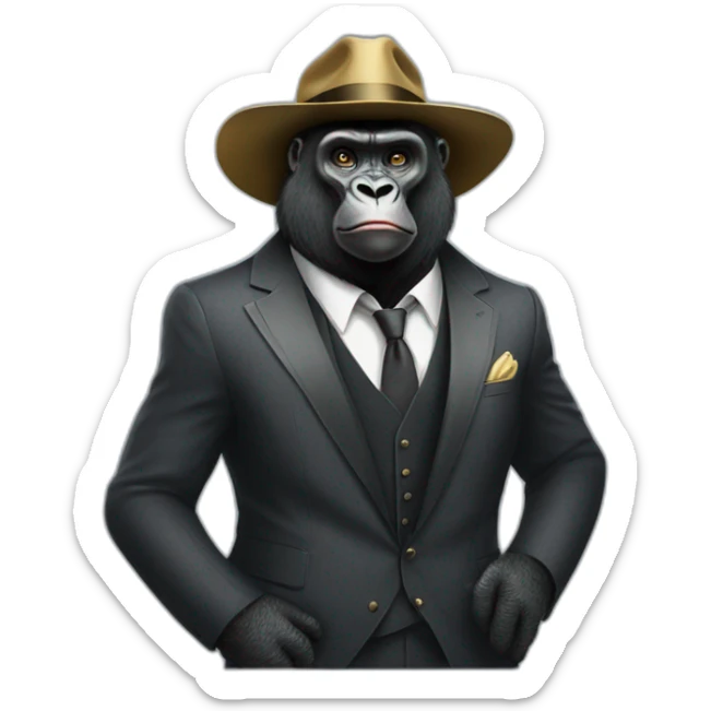 elegant dressed gorilla sticker
