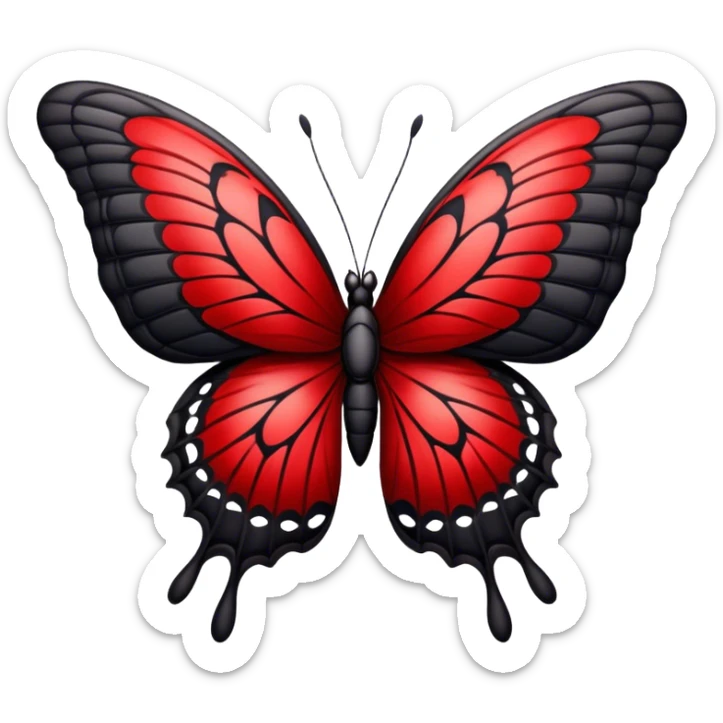 An Edgy crimson-blood-red, obsidian-black, beautiful butterfly sticker