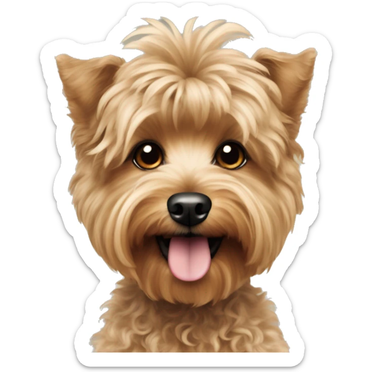 Yorkie poodle mixed dog with curly hair body and very fluffy sticker