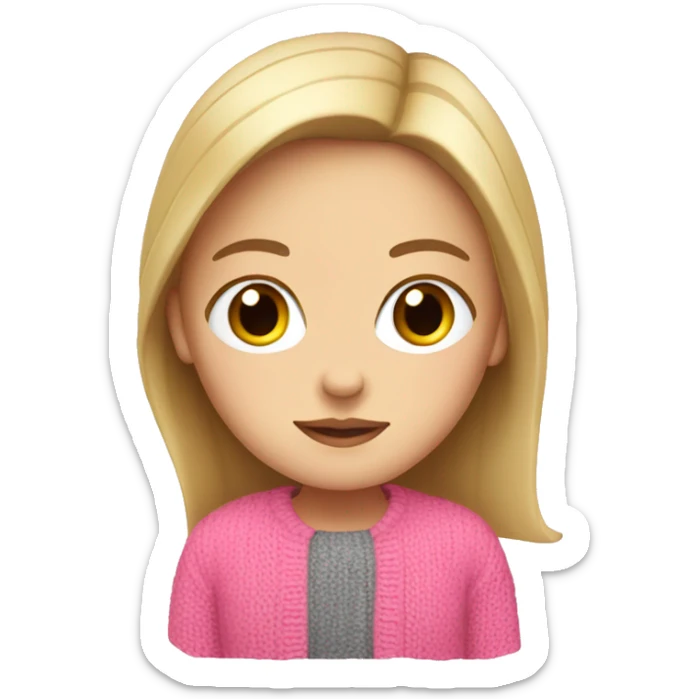 White girl with pink sweater  sticker