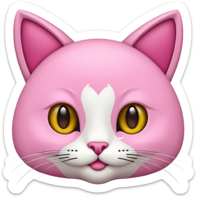 Bir siyah renkli kedi gözleri yeşil ve oturuyor boynunda tasma pembe var sticker