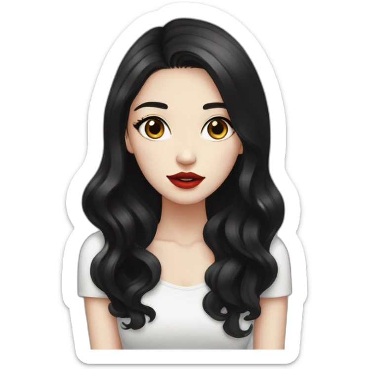Beautiful young woman,Black hair,long hair,White skin,oval face,big eyes,Blackeyes,Redlips,Chinese sticker