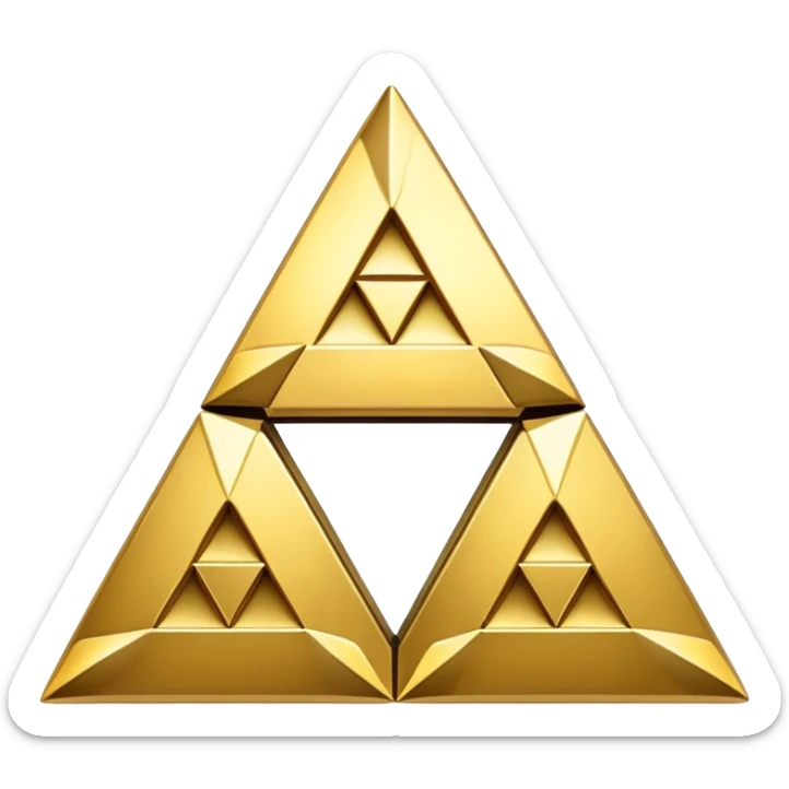 Triforce symbol from Legend of Zelda, three golden triangles arranged in a triangle sticker