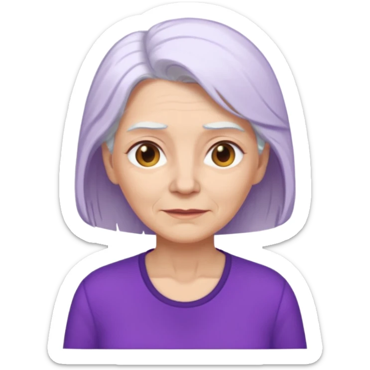 older woman with white hair...now add purple shirt  sticker