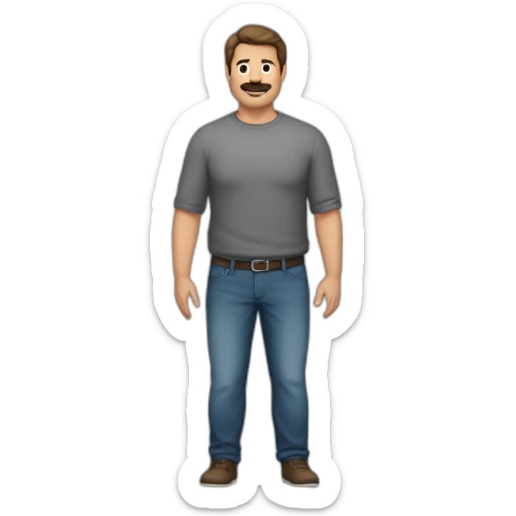 Cuerpo entero, sin bigote, jean,  , men, 40 years old, 120 kilos, 1.90 m hight sticker