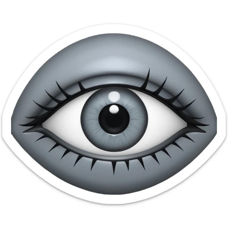 Minimal emoji, gothic futuristic eye, cold grey sclera, pupil replaced by a solid black number 8, occult cyber aesthetic, sharp clean lines, flat emoji design, centered, transparent background sticker