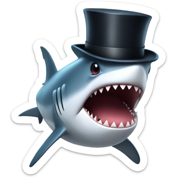 Shark with a top hat sticker