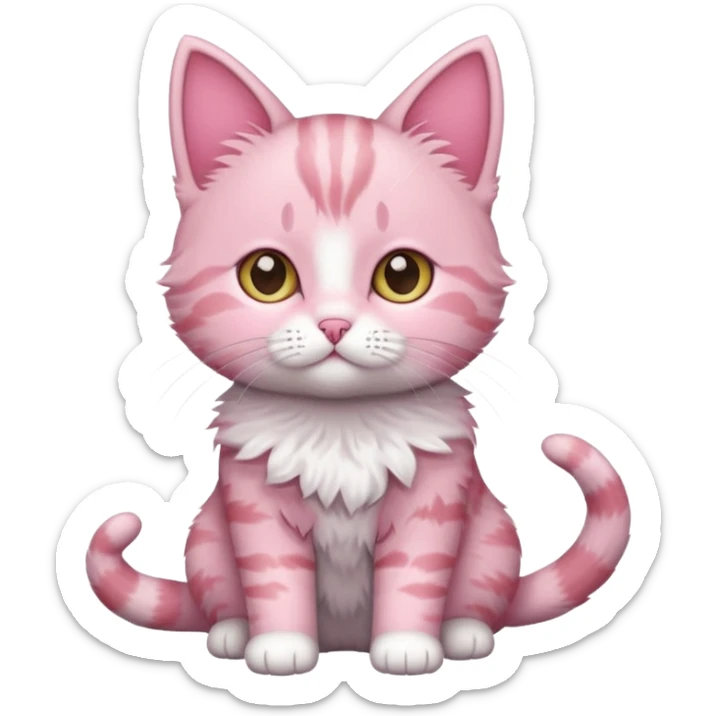 full body of baby American Wirehair pink cat  sticker