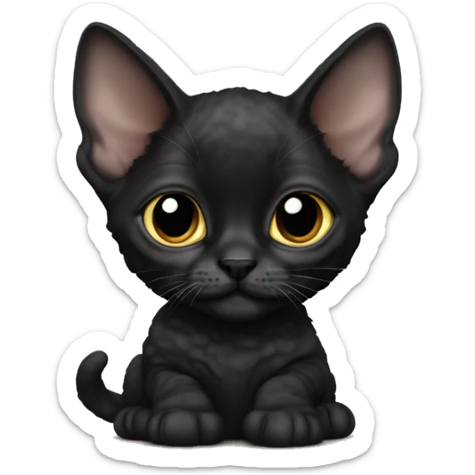 Black Devon Rex kitten sticker