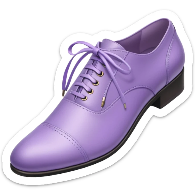 A 3D cartoon lavender-purple Formal shoes with soft texture, lace-up detail, and smooth reflections, isolated on plain background, Memoji-style. sticker