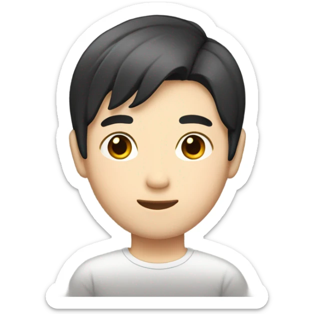 man from japan with white skin and black hair, wear casual shirt  sticker