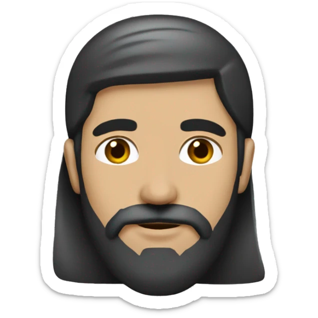 Turkish brunette guy with beard brown eyes and long hair fishing sticker