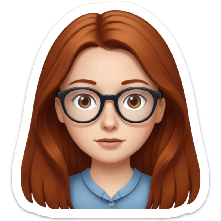 White girl with long chestnut hair and brown eye glasses  sticker