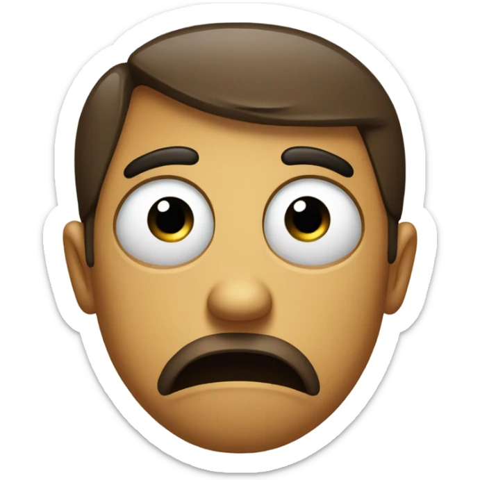 face emoji with sad/disappointment express and mouth is clenched to the side, eyes looking into distance sticker