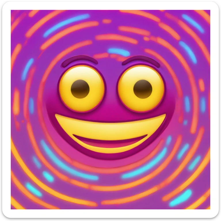 Cartoon in bright neon colours with pale red eyes happy chill eyes half open, in the style of Disney and loony tunes vector art clipart sticker