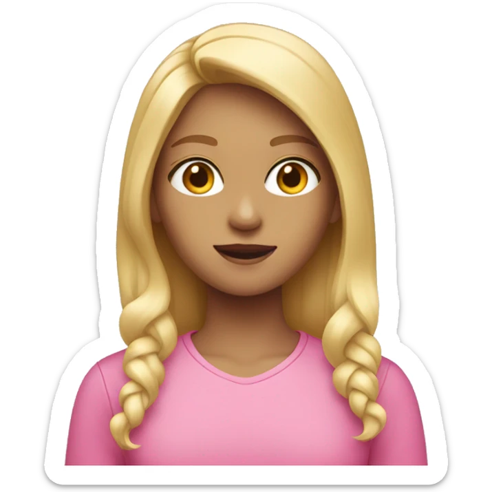 Girl wearing pink shirt and blond hair sticker