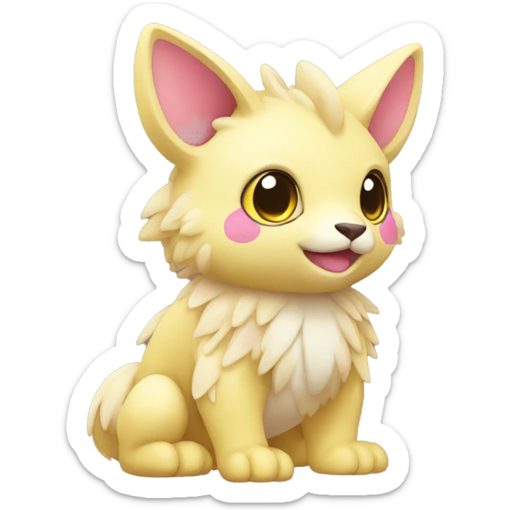 Cute cool beige yellow pink animal hybrid Fakemon full body sticker
