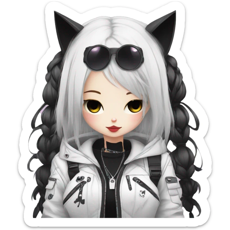 Edgy Kawaii Cute Cool Cartoon Anime Punk Techwear Gothic Catgirl sticker