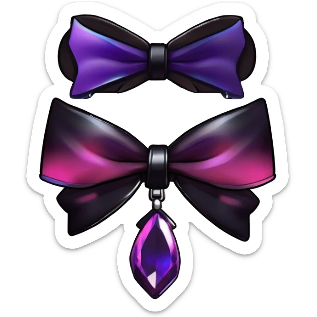  kawaii edgy black purple red ethereal fantasy beautiful elegant nargacuga-Noivern-cat-Fakemon collar harness bow tie jewelries sticker