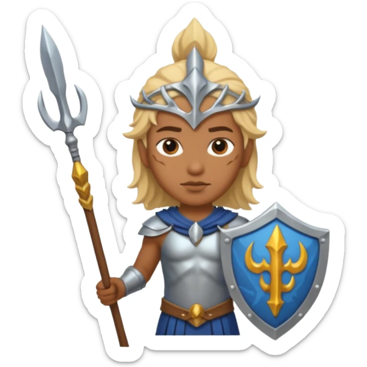 Mermaid with Trident – Warrior brown skin, blonde hair mermaid with weapon sticker